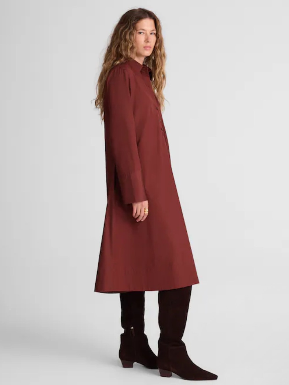 Madewell Poplin Long-Sleeved Shirtdress - Chocolate Raisin - Picture 4 of 7